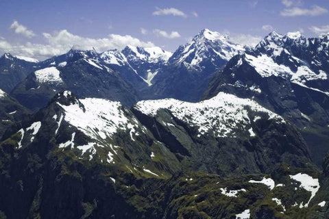 New Zealand, South Island, Southern Alps aerial Black Ornate Wood Framed Art Print with Double Matting by Flaherty, Dennis