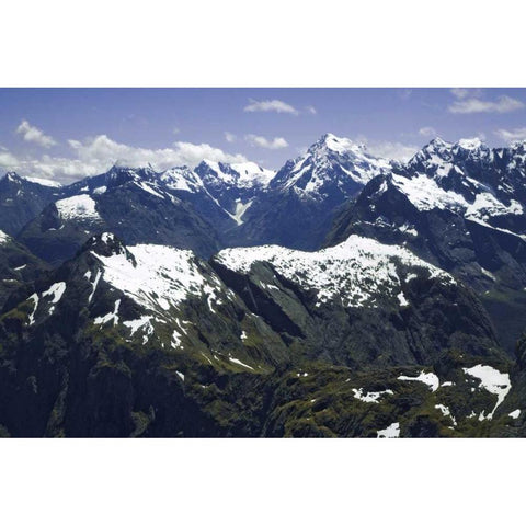 New Zealand, South Island, Southern Alps aerial Black Modern Wood Framed Art Print by Flaherty, Dennis