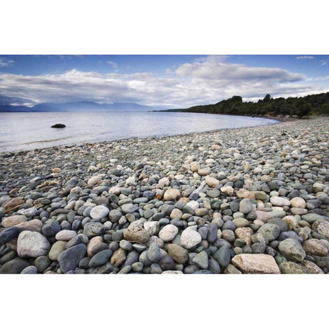 New Zealand, South Island Lake TeAnua Black Modern Wood Framed Art Print with Double Matting by Flaherty, Dennis