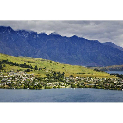 New Zealand, South Island, Landscape of city White Modern Wood Framed Art Print by Flaherty, Dennis