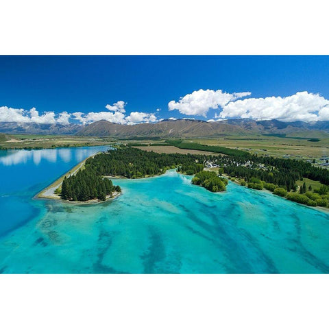Lake Ruataniwha-Mackenzie Country Black Modern Wood Framed Art Print by Wall, David