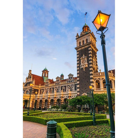 The Dunedin Railway Station-Dunedin-South Island-New Zealand Black Modern Wood Framed Art Print by Bishop, Russ