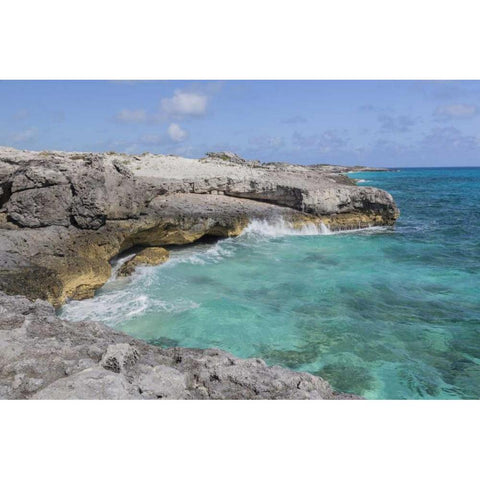 Bahamas, Exuma Isl Scenic site of The Blow Hole Black Modern Wood Framed Art Print by Paulson, Don