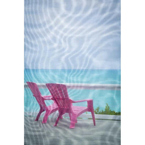 Bahamas, Little Exuma Island Deck chairs Black Modern Wood Framed Art Print by Paulson, Don