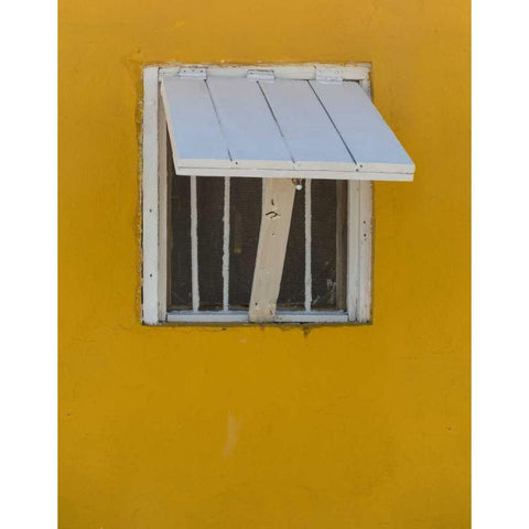 Bahamas, Little Exuma Is Window in yellow wall Black Modern Wood Framed Art Print by Paulson, Don