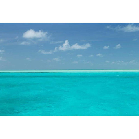 Bahamas, Exuma Island Seascape of aqua ocean White Modern Wood Framed Art Print by Paulson, Don