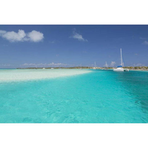 Bahamas, Exuma Island Moored sailboats Black Modern Wood Framed Art Print by Paulson, Don