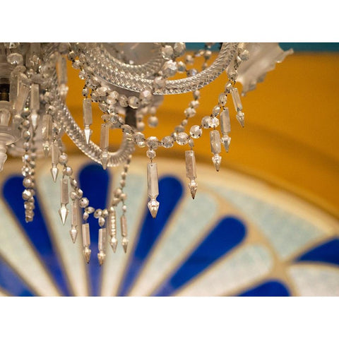 Cuba-Santa Clara-ornate chandelier in historic theater Black Modern Wood Framed Art Print by Merrill Images