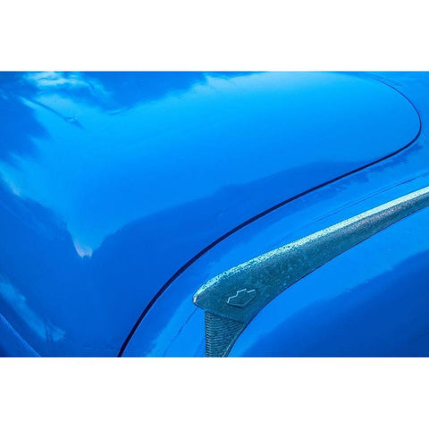 Detail of trunk and fender on blue classic American Buick car in Habana-Havana-Cuba Black Modern Wood Framed Art Print by Miglavs, Janis