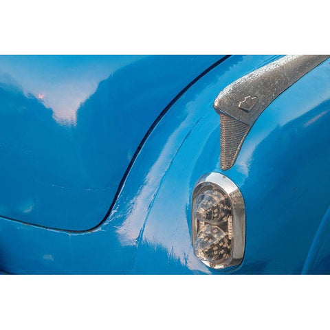 Detail of trunk and rear fender on blue classic American Buick car in Habana-Havana-Cuba Black Modern Wood Framed Art Print by Miglavs, Janis