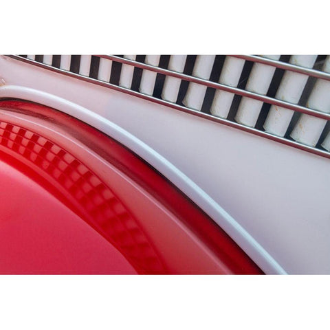 Detail of red classic American Ford in Habana-Havana-Cuba Black Modern Wood Framed Art Print by Miglavs, Janis