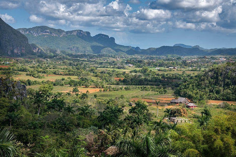 View of Vinales Valley seen from Hotel Los Jazmines viewpoint-Vinales-Cuba White Modern Wood Framed Art Print with Double Matting by Miglavs, Janis