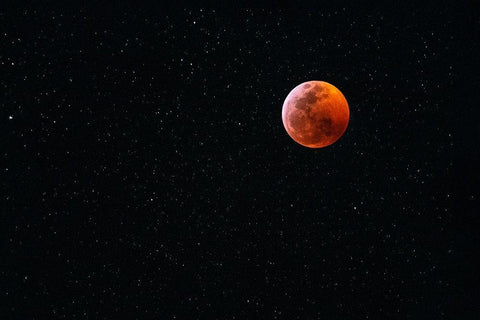 Total blood moon eclipse seen from Big Island-Hawaii Black Ornate Wood Framed Art Print with Double Matting by Miglavs, Janis