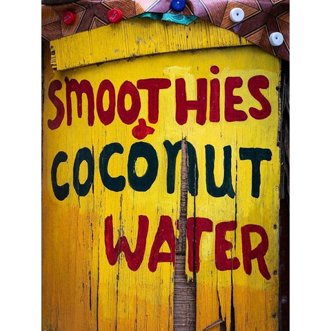 Caribbean-Grenada-Island of Carriacou Vendor sign close-up White Modern Wood Framed Art Print by Jaynes Gallery