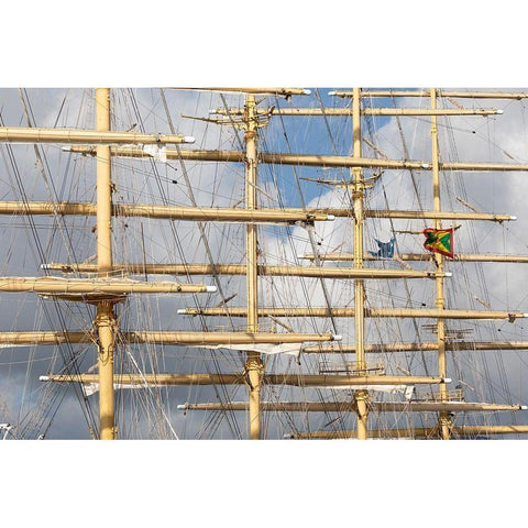 Caribbean-Grenada Masts of the Royal Clipper cruise ship Gold Ornate Wood Framed Art Print with Double Matting by Jaynes Gallery