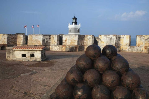 Puerto Rico, San Juan Fort San Cristobal Black Ornate Wood Framed Art Print with Double Matting by Flaherty, Dennis