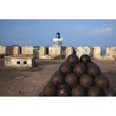 Puerto Rico, San Juan Fort San Cristobal White Modern Wood Framed Art Print by Flaherty, Dennis