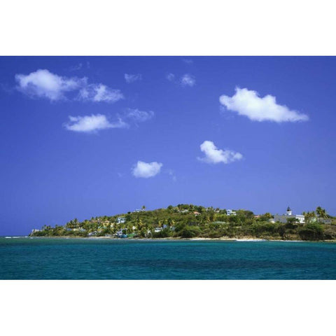 Puerto Rico, Viegues Isl Bay at Isabel Segunda White Modern Wood Framed Art Print by Flaherty, Dennis