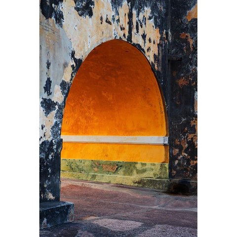 Caribbean-Puerto Rico-San Juan Concrete archway at Fort San Cristobal Gold Ornate Wood Framed Art Print with Double Matting by Jaynes Gallery