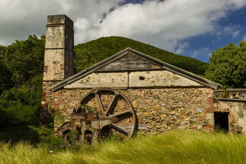 USA Virgin Islands, St John Ruins of sugar mill White Modern Wood Framed Art Print with Double Matting by Illg, Cathy and Gordon