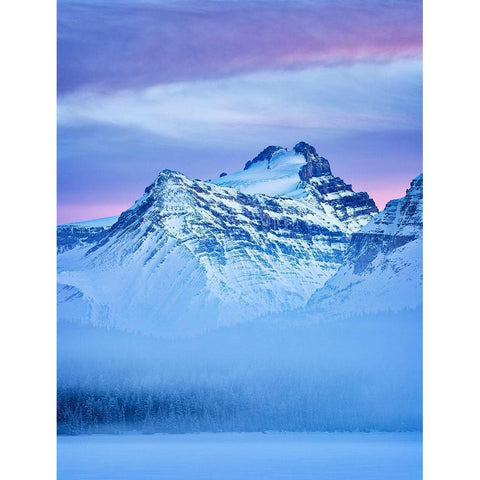 Canada-Alberta-Banff National Park-Dusk and fog at Mount Hector and Bow Lake Gold Ornate Wood Framed Art Print with Double Matting by Collins, Ann
