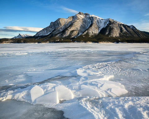 Canada-Alberta-Canadian Rockies-Mount Michener and Abraham Lake White Modern Wood Framed Art Print with Double Matting by Collins, Ann