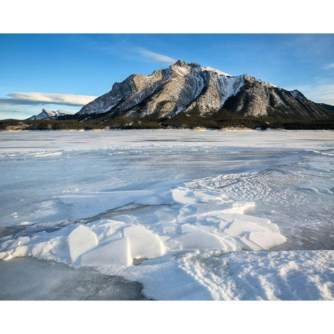 Canada-Alberta-Canadian Rockies-Mount Michener and Abraham Lake White Modern Wood Framed Art Print by Collins, Ann