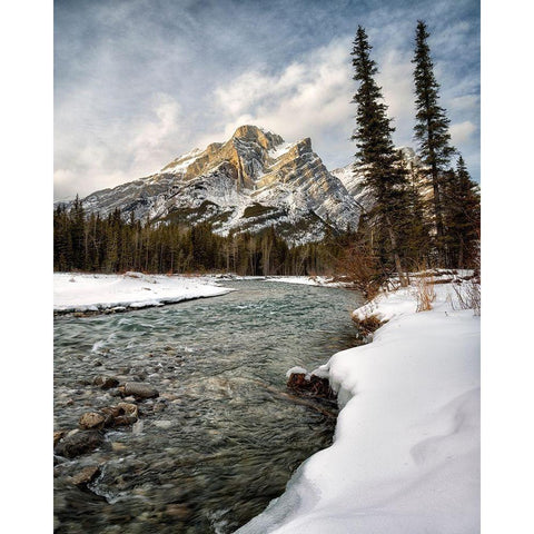 Canada-Alberta-Kananaskis Country-Mount Kidd and the Kananaskis River Black Modern Wood Framed Art Print by Collins, Ann