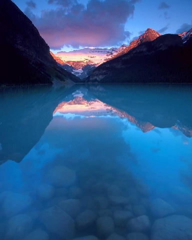 Canada, Banff NP Victoria Glacier on Lake Louise White Modern Wood Framed Art Print with Double Matting by Kelley, David
