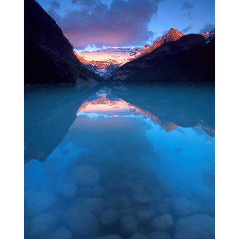 Canada, Banff NP Victoria Glacier on Lake Louise Black Modern Wood Framed Art Print with Double Matting by Kelley, David