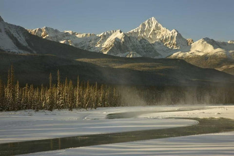 Canada, Jasper NP Athabasca River scenic Black Ornate Wood Framed Art Print with Double Matting by Grall, Don