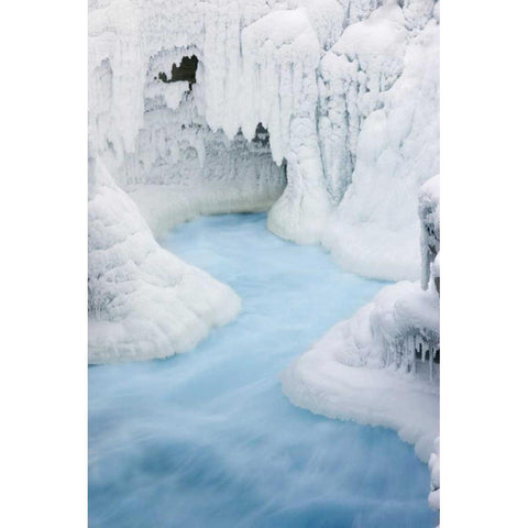Canada, Jasper NP Athabasca River through ice White Modern Wood Framed Art Print by Grall, Don