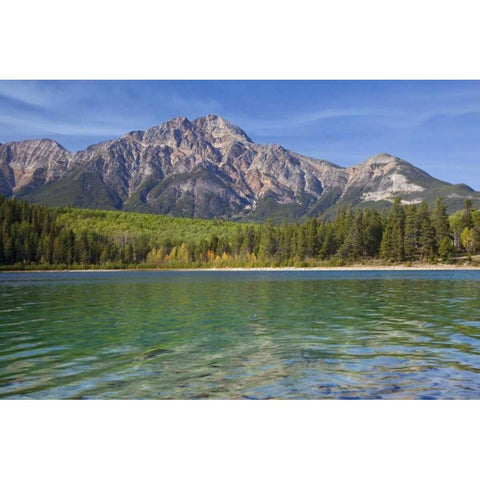 Canada, Jasper NP Patricia Lake and Pyramid Mt Black Modern Wood Framed Art Print by Paulson, Don