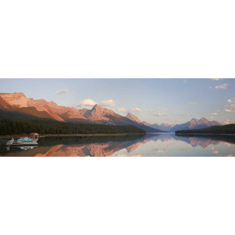 Canada, Jasper NP Maligne Lake at sunset Black Modern Wood Framed Art Print by Paulson, Don