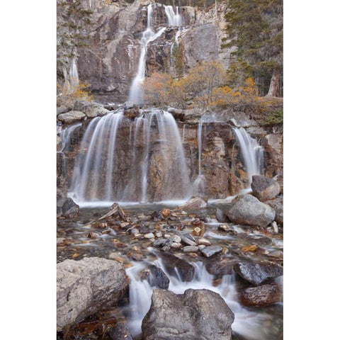 Canada, Alberta, Jasper NP Tangle Falls White Modern Wood Framed Art Print by Paulson, Don