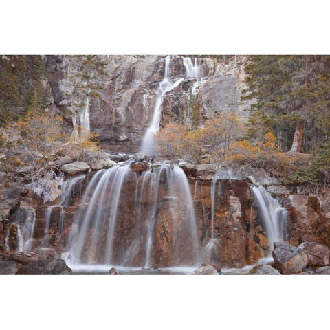Canada, Alberta, Jasper NP Tangle Falls Black Modern Wood Framed Art Print by Paulson, Don