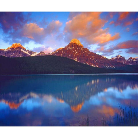 Canada, Alberta, Sunrise over a lake in Banff NP Black Modern Wood Framed Art Print by Talbot Frank, Christopher