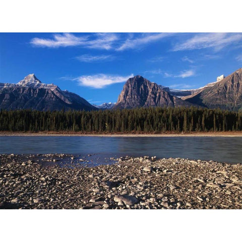 Canada, Athabasca River and Canadian Rockies Gold Ornate Wood Framed Art Print with Double Matting by Grandmaison, Mike