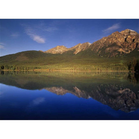 Canada, Alberta, Pyramid Lake in Jasper NP Black Modern Wood Framed Art Print by Grandmaison, Mike