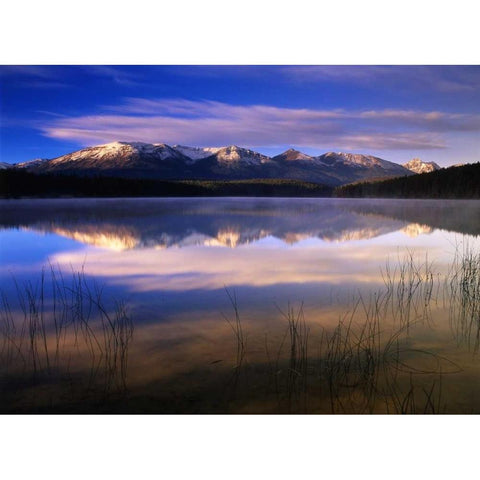 Canada, Alberta, Pyramid Lake in Jasper NP White Modern Wood Framed Art Print by Grandmaison, Mike