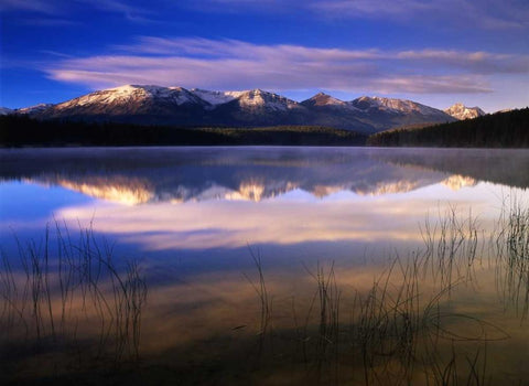 Canada, Alberta, Pyramid Lake in Jasper NP White Modern Wood Framed Art Print with Double Matting by Grandmaison, Mike