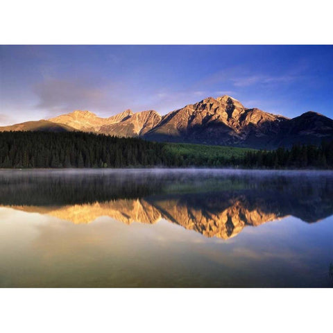 Canada, Alberta, Pyramid Lake in Jasper NP Gold Ornate Wood Framed Art Print with Double Matting by Grandmaison, Mike
