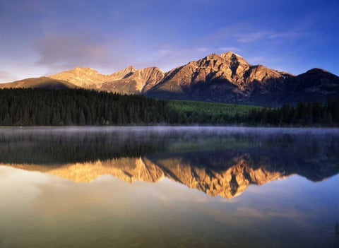 Canada, Alberta, Pyramid Lake in Jasper NP White Modern Wood Framed Art Print with Double Matting by Grandmaison, Mike