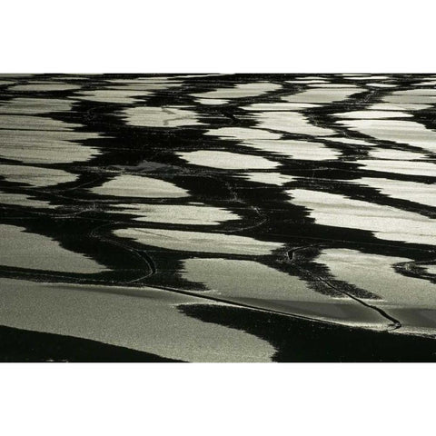 Canada, Jasper NP Pattern of water on ice Black Modern Wood Framed Art Print with Double Matting by Grandmaison, Mike