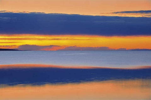 Canada, Alberta Lesser Slave Lake at sunset White Modern Wood Framed Art Print with Double Matting by Grandmaison, Mike