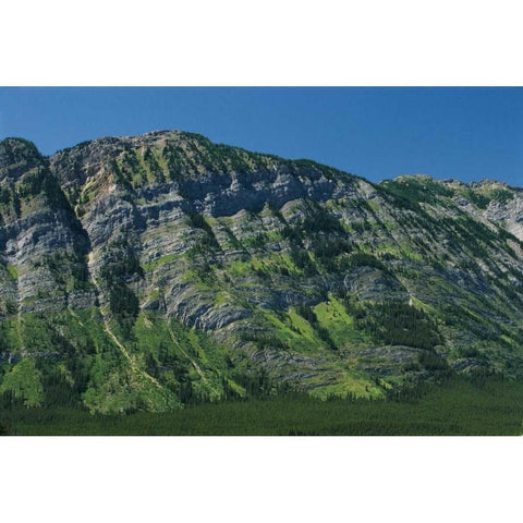 Canada, Kananaskis Limestone layers on mountain White Modern Wood Framed Art Print by Grandmaison, Mike