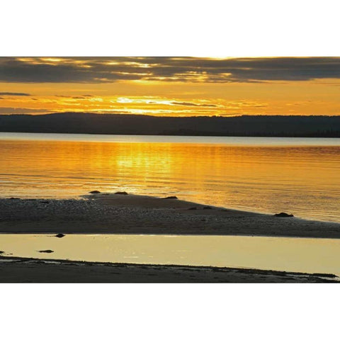 Canada, Alberta Sand bars in Lesser Slave Lake White Modern Wood Framed Art Print by Grandmaison, Mike