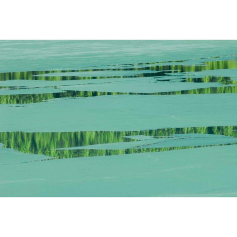 Canada, Banff NP Ice pattern on Waterfowl Lake Black Modern Wood Framed Art Print with Double Matting by Grandmaison, Mike