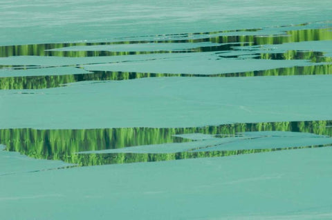 Canada, Banff NP Ice pattern on Waterfowl Lake White Modern Wood Framed Art Print with Double Matting by Grandmaison, Mike