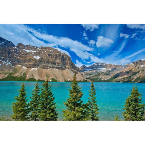 Canada-Alberta-Banff National Park Bow Lake and Crowfoot Mountain landscape Gold Ornate Wood Framed Art Print with Double Matting by Jaynes Gallery